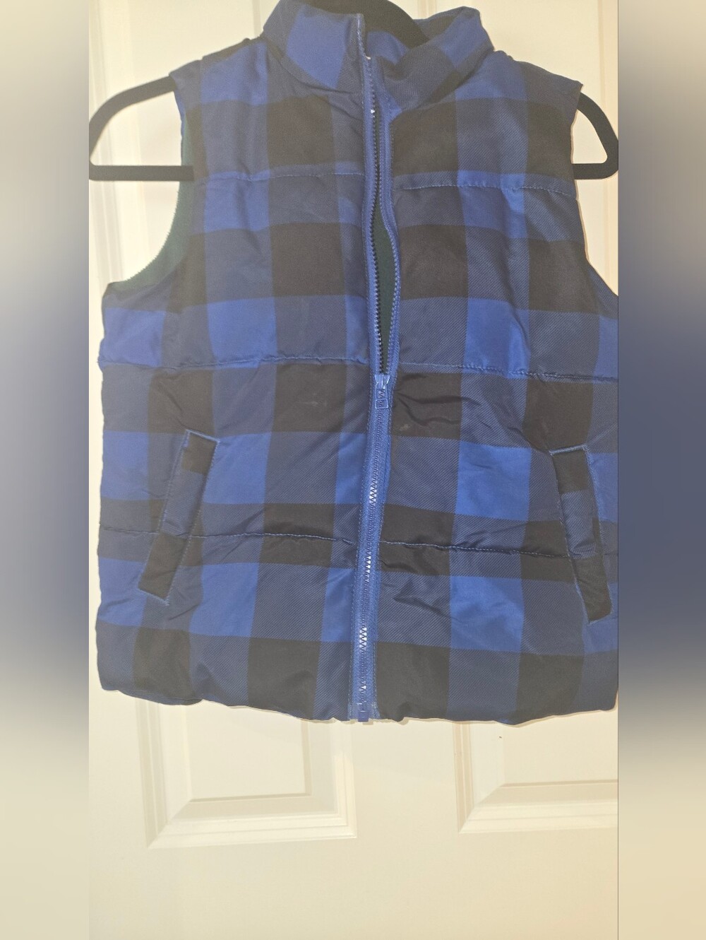 Crazy 8 Blue and Black Buffalo Plaid Puffer Vest
